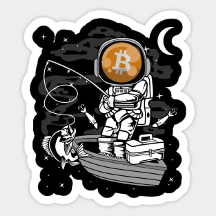 Astronaut Fishing Bitcoin BTC Coin To The Moon Crypto Token Cryptocurrency Blockchain Wallet Birthday Gift For Men Women Kids Sticker